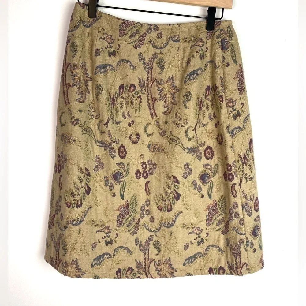 J. Jill Wrap Skirt Tan Tapestry 6P